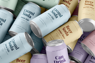 330ml Soda Beer Drink Can Mockup Scattered