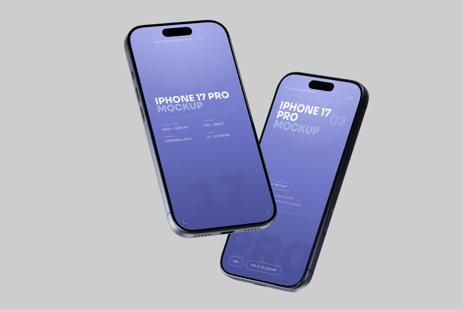 Free Blue iPhone 17 Pro Mockup Floating Single