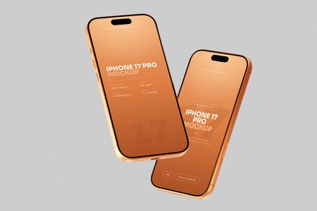 Free Orange iPhone 17 Pro Mockup Angled View