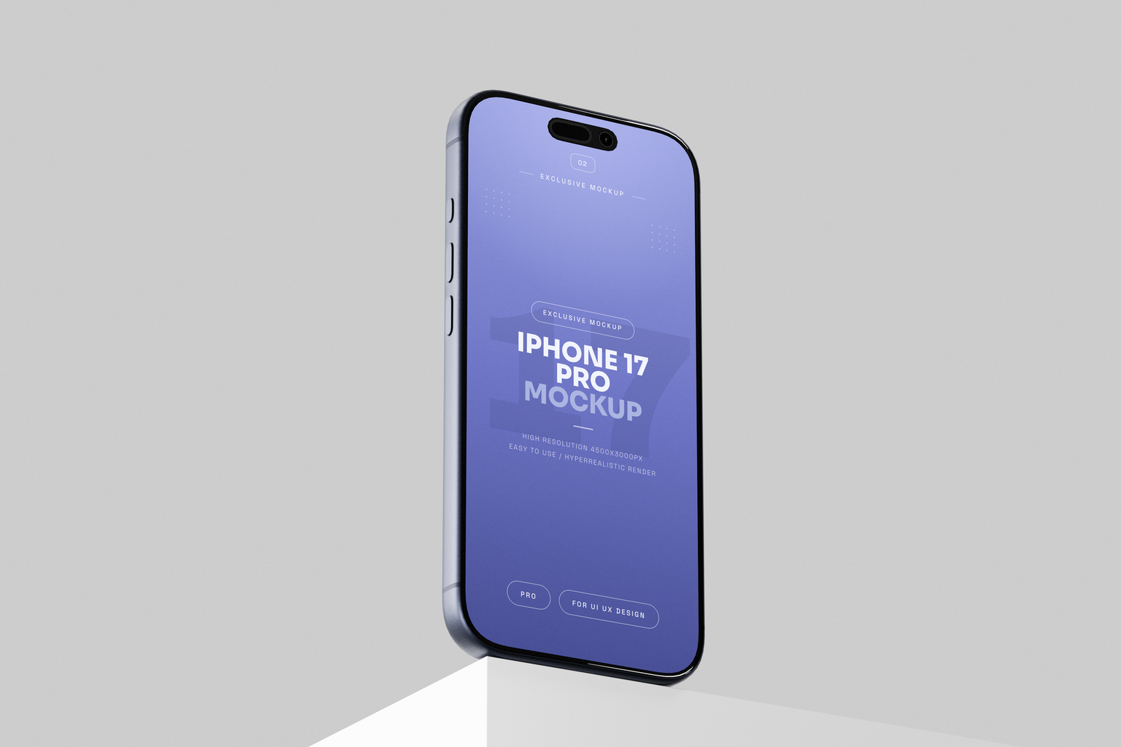 Free Blue iPhone 17 Pro Mockup On Pedestal