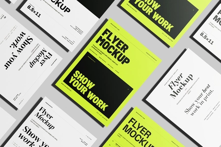 Free US Letter Flyer Poster Mockup On Flat Surface