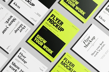 Free US Letter Flyer Poster Mockup On Flat Surface