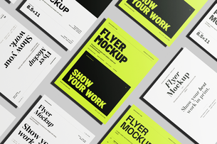 Free US Letter Flyer Poster Mockup On Flat Surface