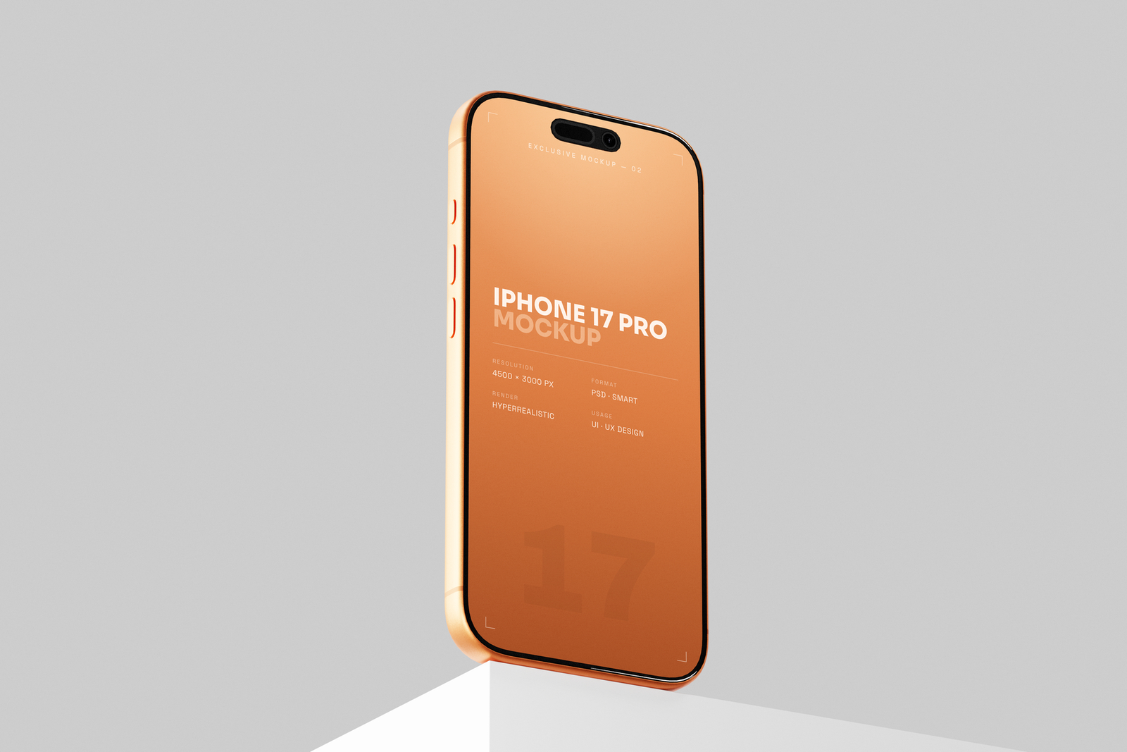 Orange iPhone 17 Pro Mockup On Minimal Background