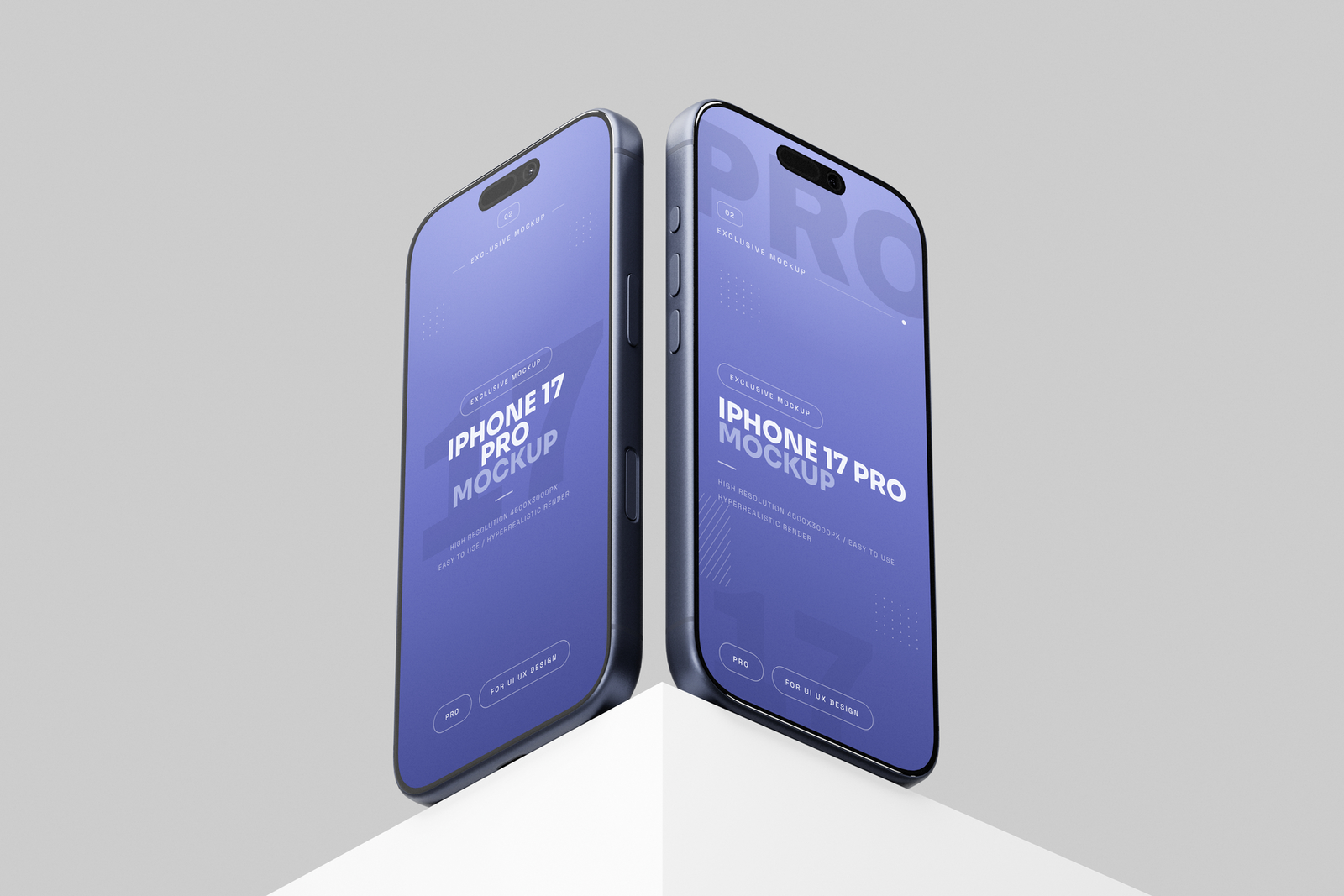 Free Blue iPhone 17 Pro Mockup Perspective View