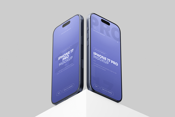Free Blue iPhone 17 Pro Mockup Perspective View