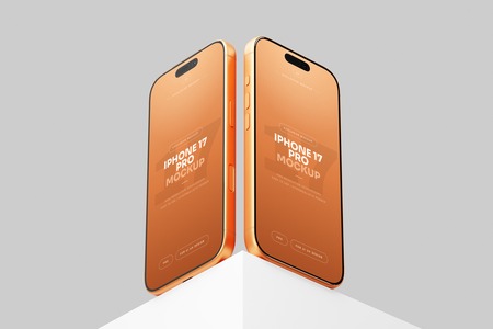 Free Orange iPhone 17 Pro Mockup Front View