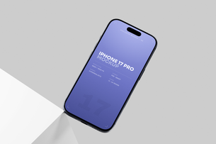 Blue iPhone 17 Pro Mockup With Shadow Overlay