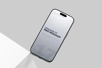 Silver iPhone 17 Pro Mockup Angled View