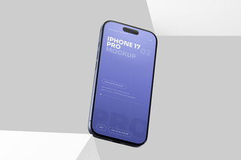 Free Blue iPhone 17 Pro Mockup Low Perspective