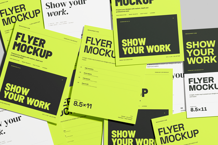 Free US Letter Flyer Poster Mockup Top Down Angle