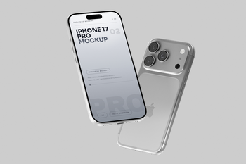 Free Silver iPhone 17 Pro Mockup Soft Shadows