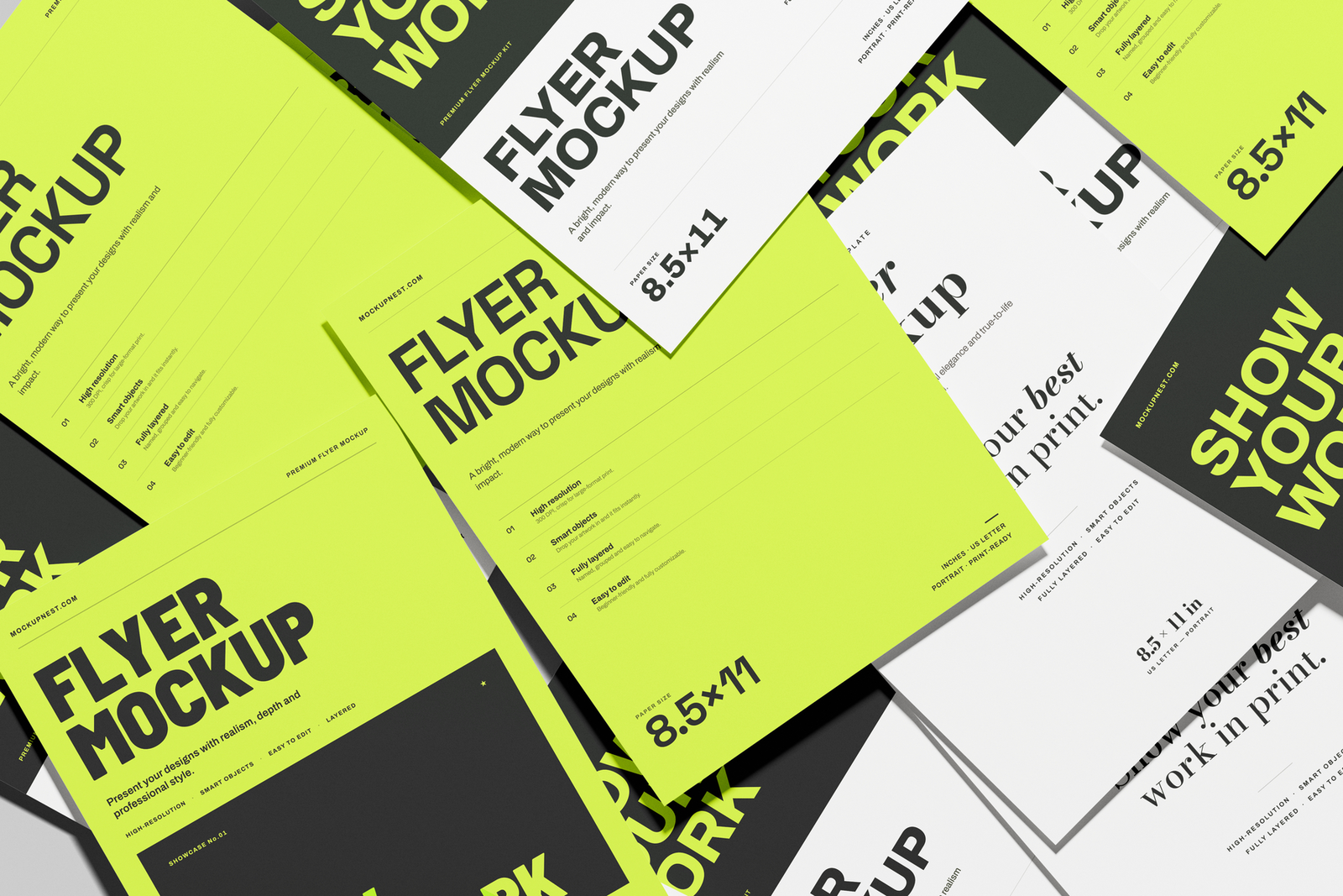 US Letter Flyer Poster Mockup From Top View