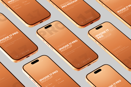 Free Orange iPhone 17 Pro Mockup Top View