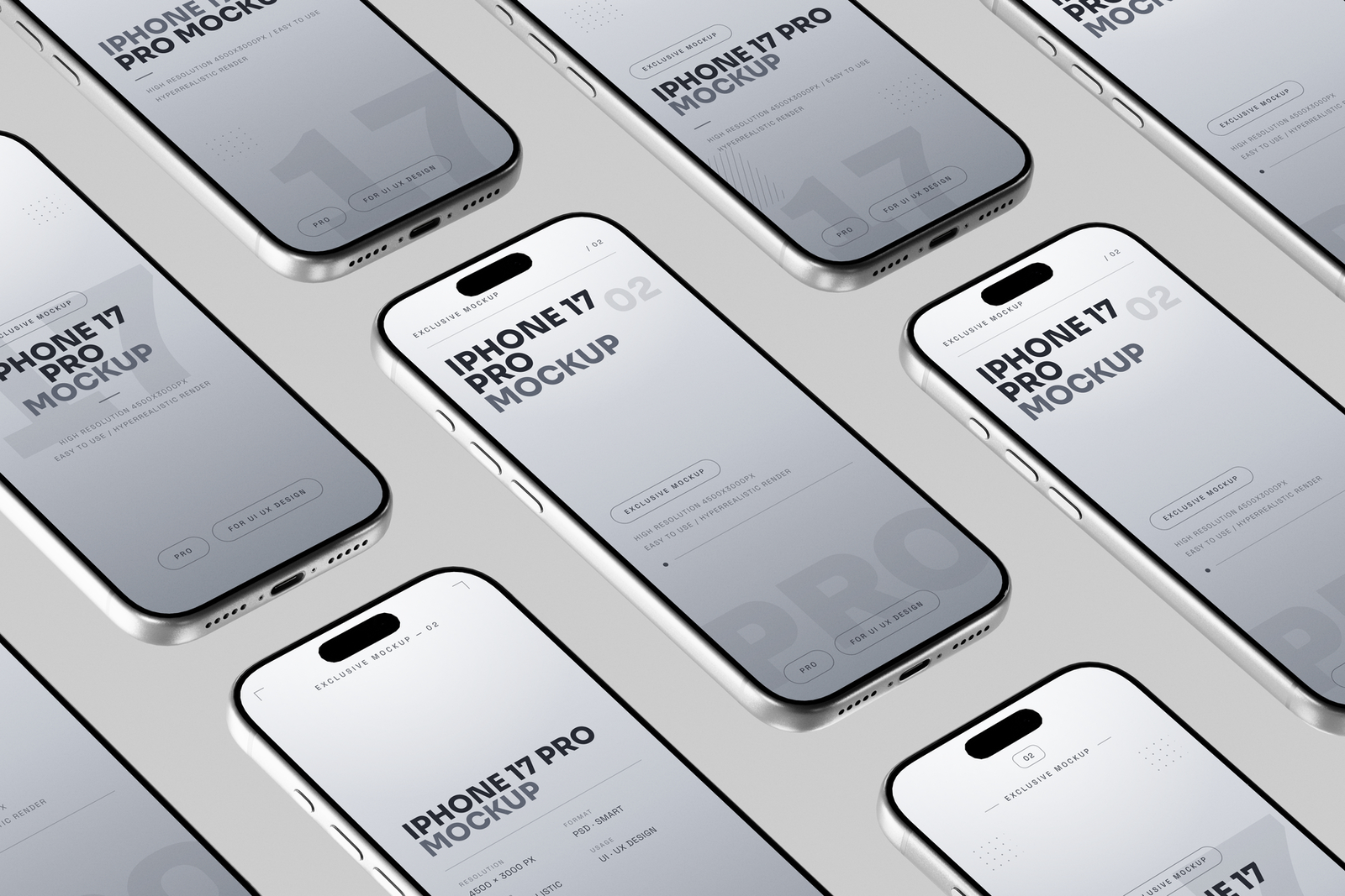Free Silver iPhone 17 Pro Mockup Top View