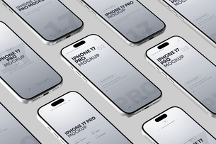 Free Silver iPhone 17 Pro Mockup Top View