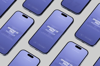 Free Blue iPhone 17 Pro Mockup Top Down Angle
