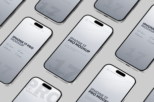 Silver iPhone 17 Pro Mockup Landscape