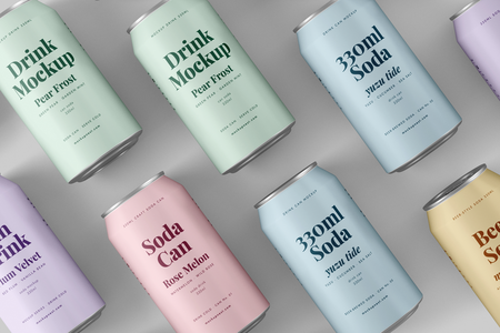 330ml Soda Beer Drink Can Mockup Landscape