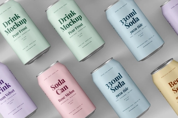 330ml Soda Beer Drink Can Mockup Landscape