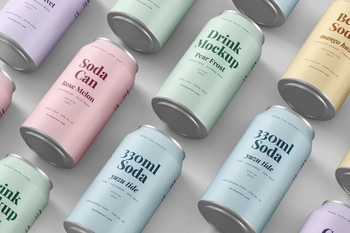 330ml Soda Beer Drink Can Mockup Minimal Studio Background