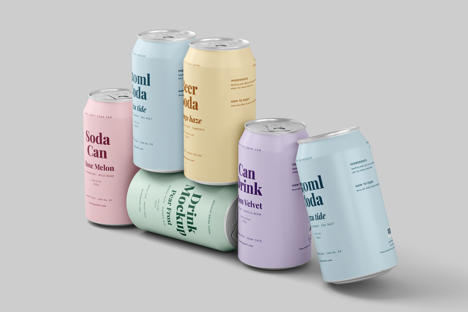 Free 330ml Soda Beer Drink Can Mockup Soft Studio Light
