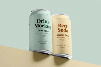 Free 330ml Drink Can Mockup On Slanted Surface