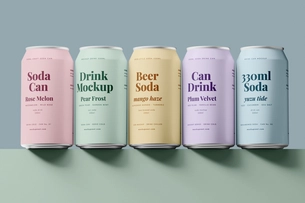 Free 330ml Soda Can Mockup Straight-on
