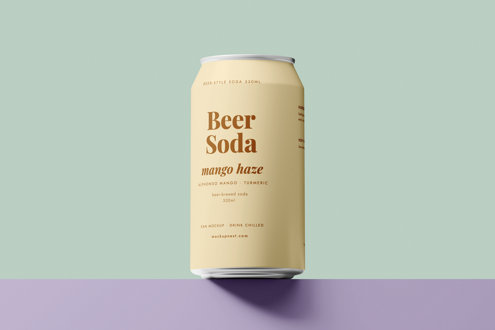 Free 330ml Drink Can Mockup On Studio Surface