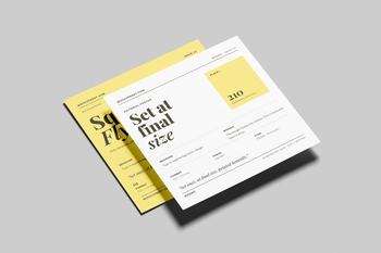 Free Square Leaflet Mockup On Surface