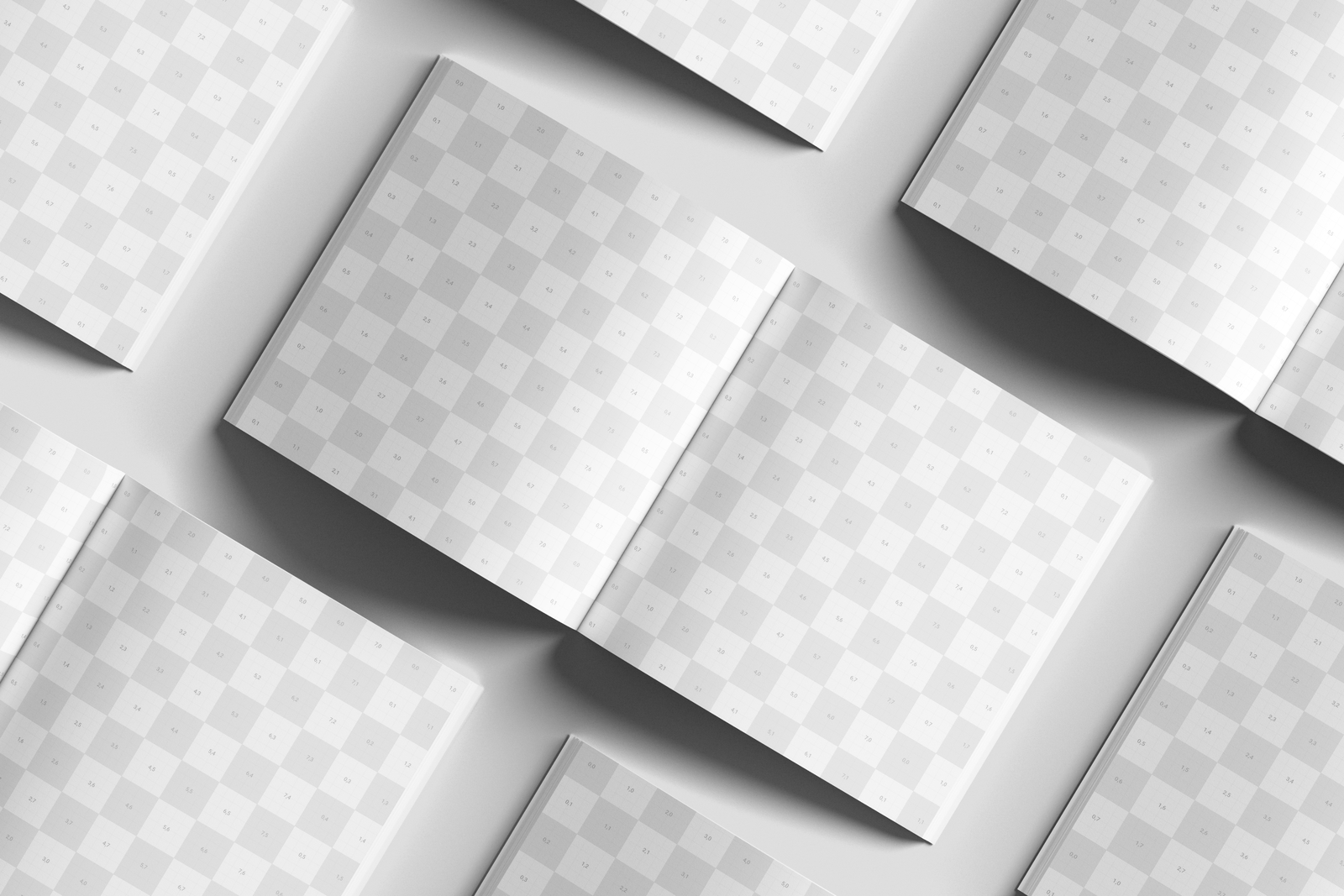 Free Square Modern Magazine Mockup PSD Angled View Set