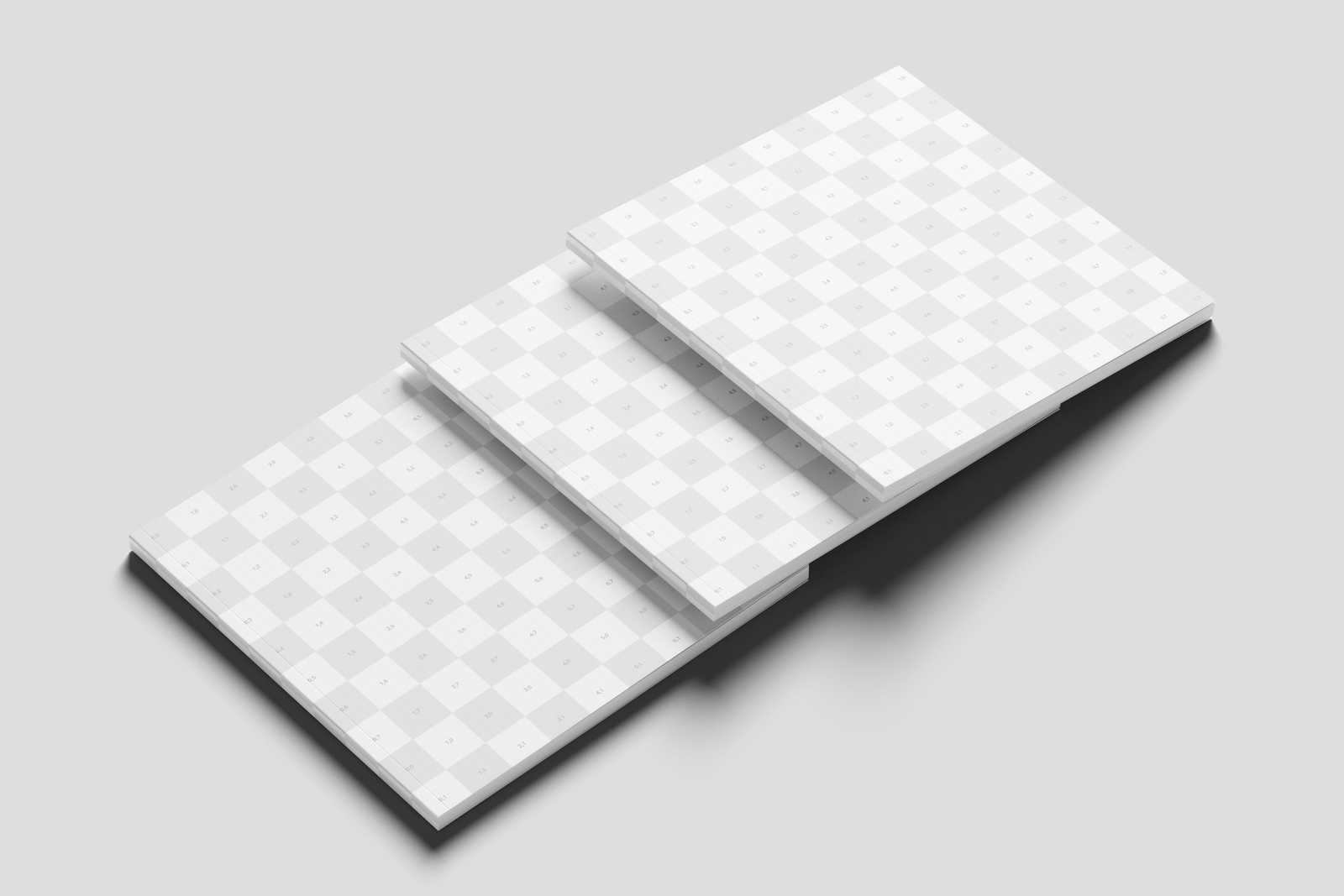 Free Square Editorial Magazine Mockup PSD Angled Perspective Set