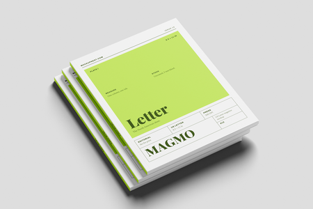 Free US Letter Magazine Mockup On Surface Angled View