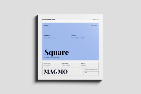 Free Square Branding Magazine Mockup PSD