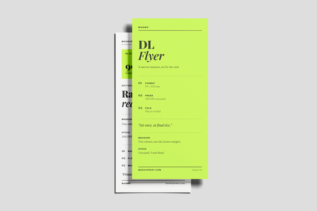Free DL Handbill Mockup On Surface