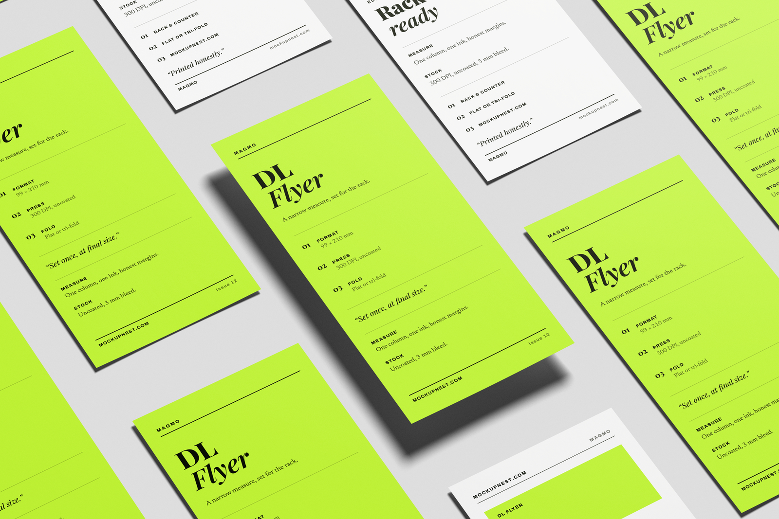 Free DL Pamphlet Mockup High Angle View