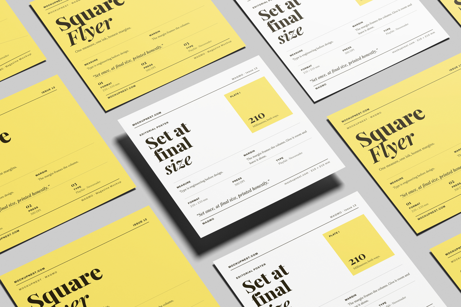 Free Square Leaflet Mockup Angled View