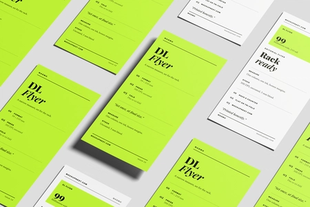 Free DL Handbill Mockup From Top View