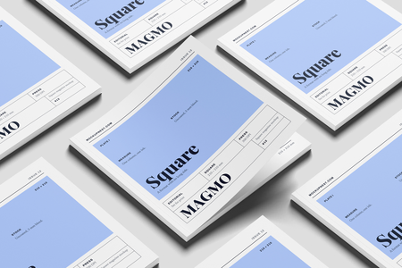 Square Editorial Magazine Mockup PSD Angled View