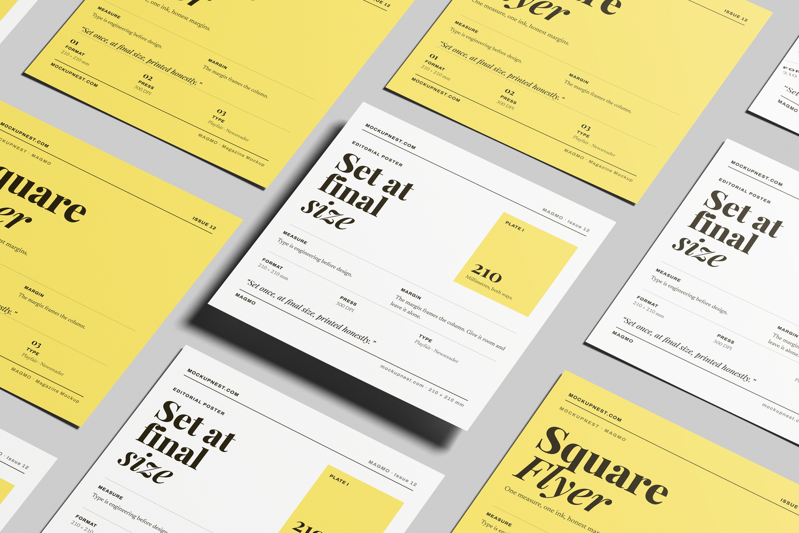 Free Square Poster Mockup On Surface