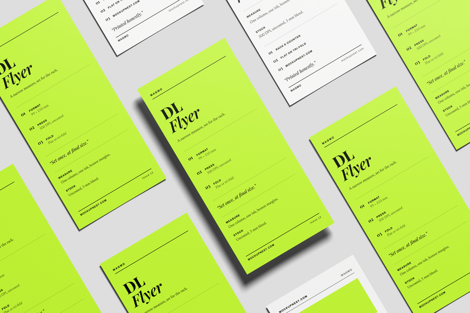 Free DL Leaflet Mockup On Surface