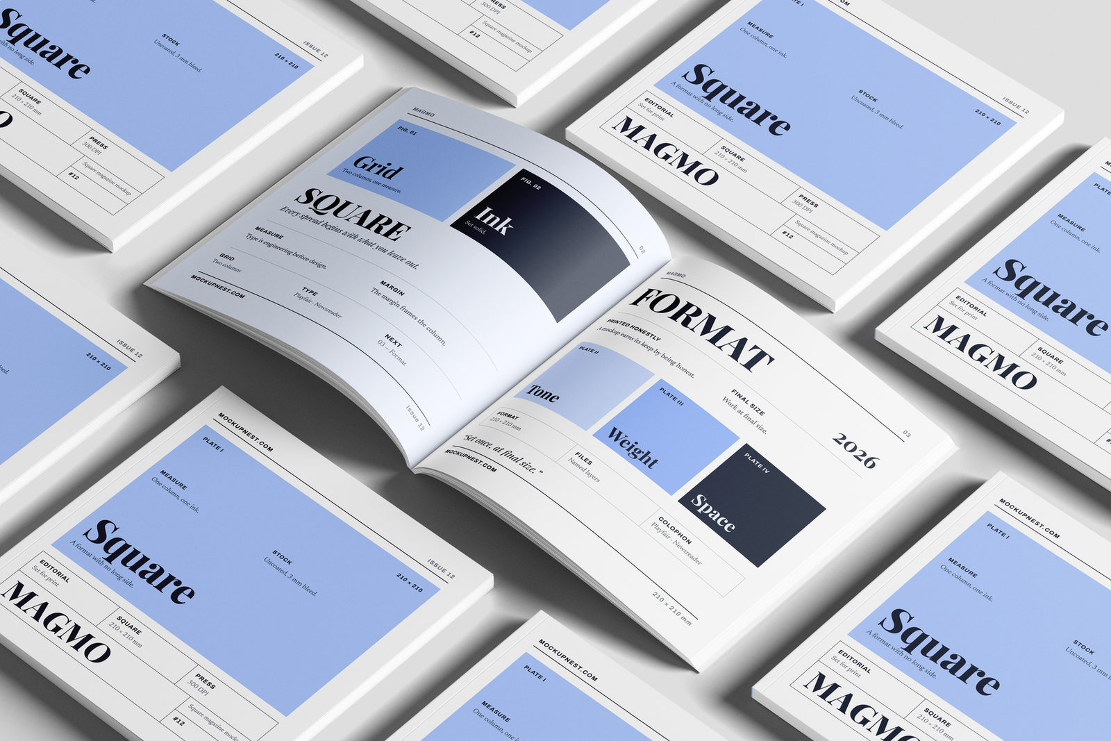 Free Square Professional Magazine Mockup