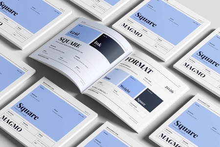 Free Square Professional Magazine Mockup