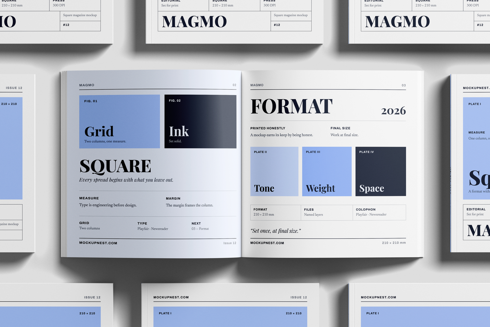 Free Square Editorial Magazine Mockup PSD