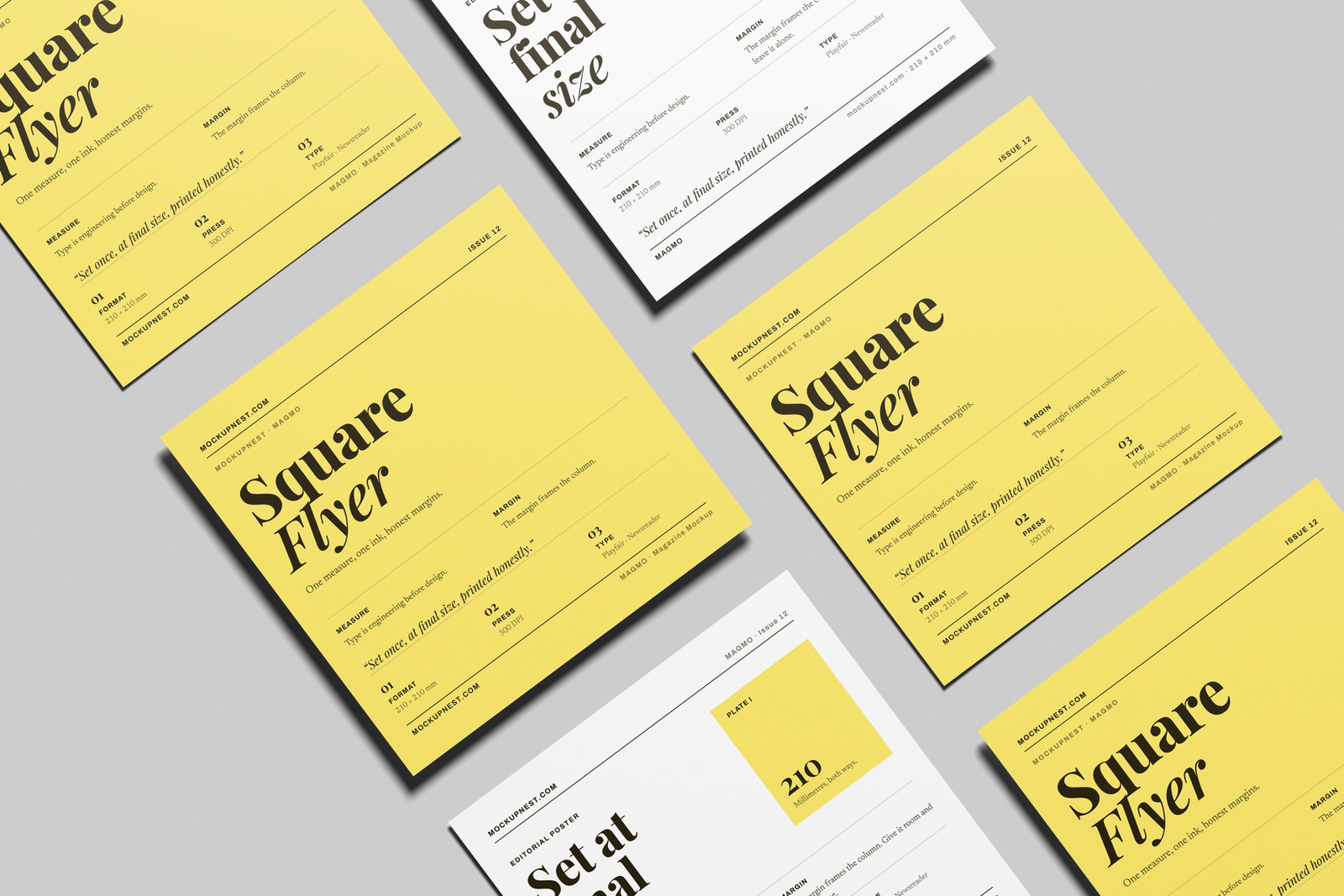Free Square Leaflet Mockup Angled View Set