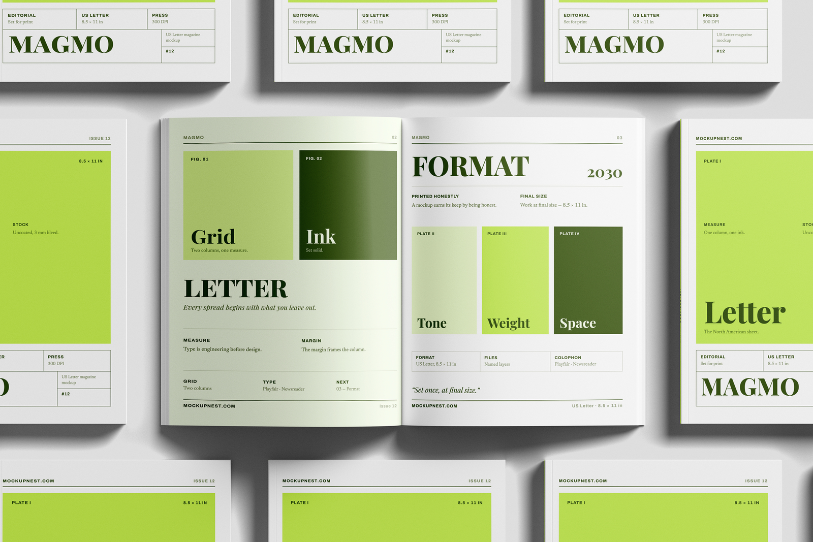 Free US Letter Editorial Magazine Mockup