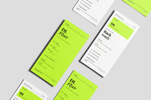 Free DL Pamphlet Mockup Angled View