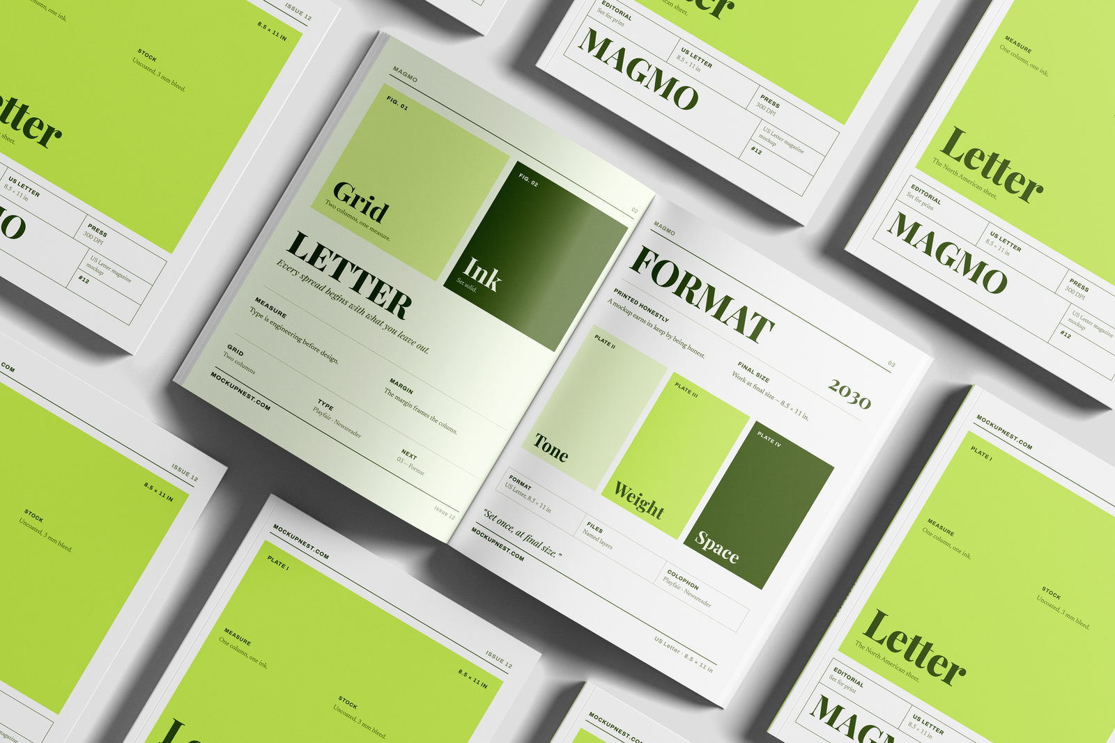 Free US Letter Branding Magazine Mockup Open