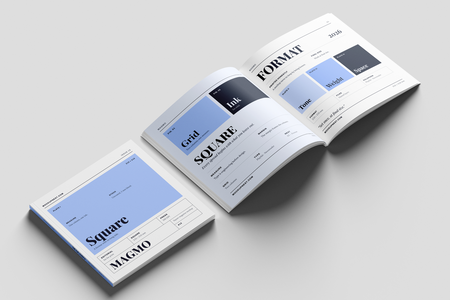 Square Magazine Mockup PSD Angled Perspective