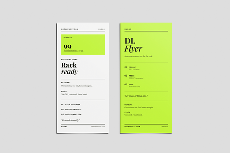 Free DL Leaflet Mockup Front View